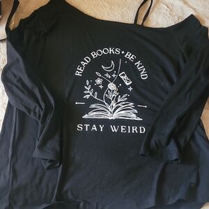 Black Graphic Long Sleeve Top